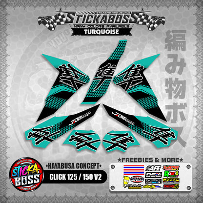 CLICK 125 / 150 V2 STICKER DECALS ( HAYABUSA CONCEPT )【WITH FREEBIES】