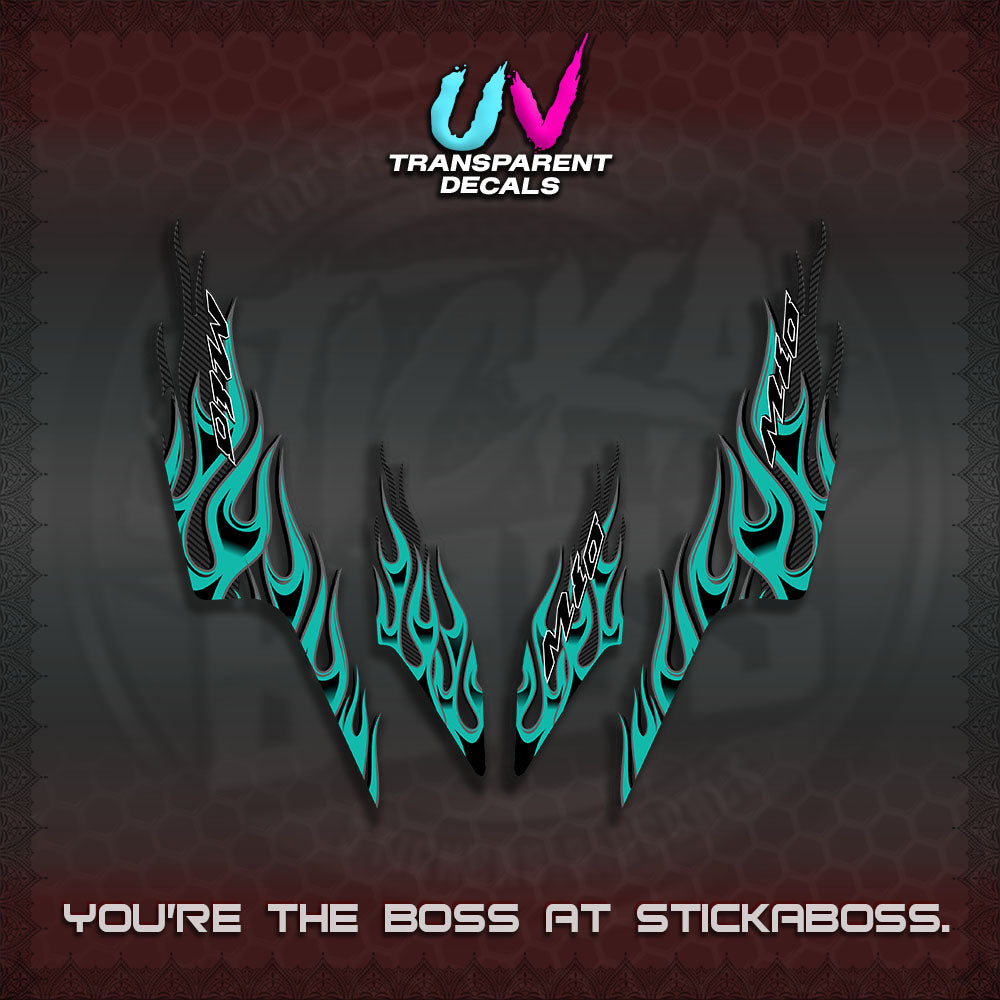 【PREMIUM UV PRINT】TRANSPARENT MIO SPORTY/ SMILEY  DECALS (MOTIF API NEW TERBARU VIRAL)By STICKABOSS