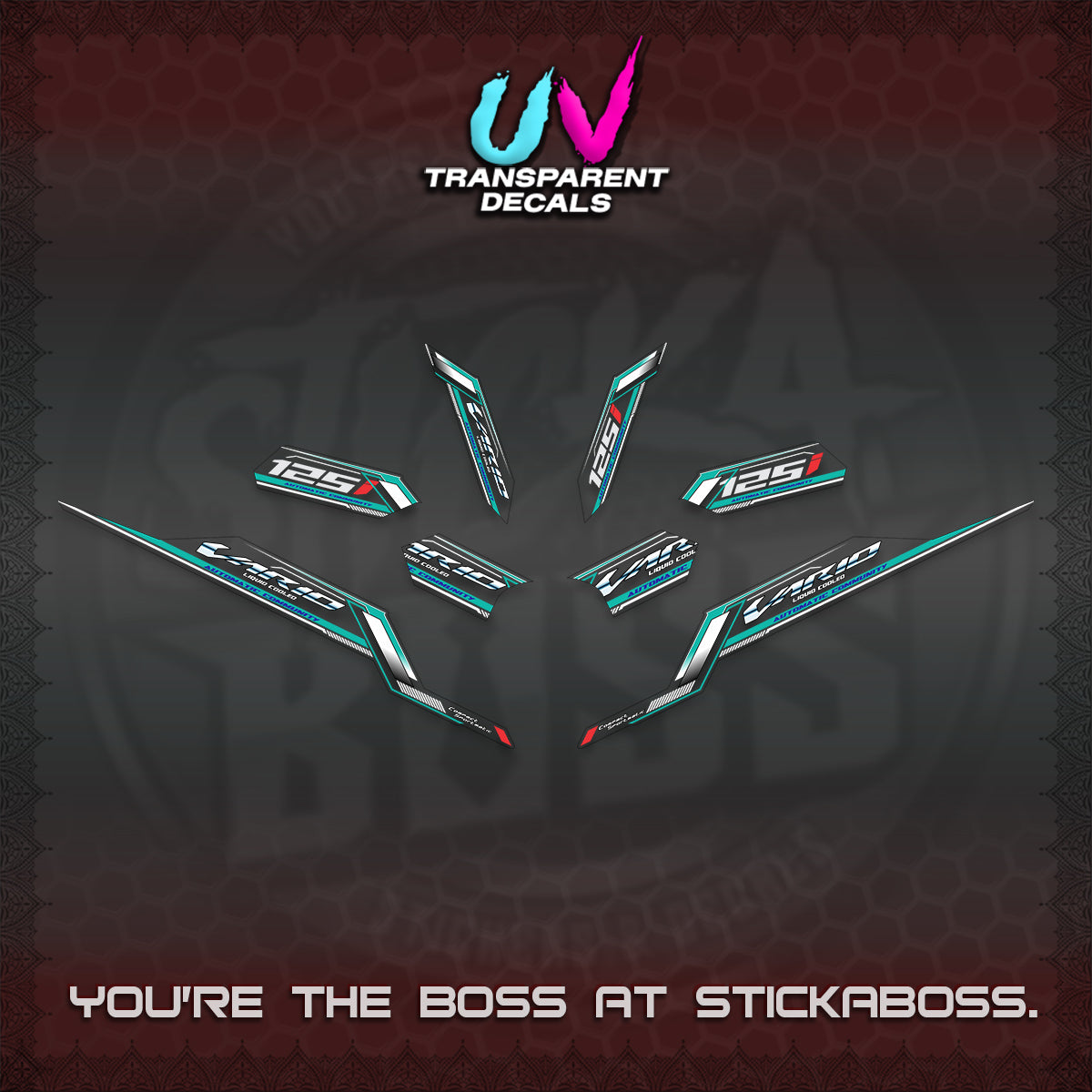 CLICK V3 VARIO STRIPING UV TRANSPARENT DECALS (2026 SPORTS RACE DESIGN) STICKER KITS BY STICKABOSS