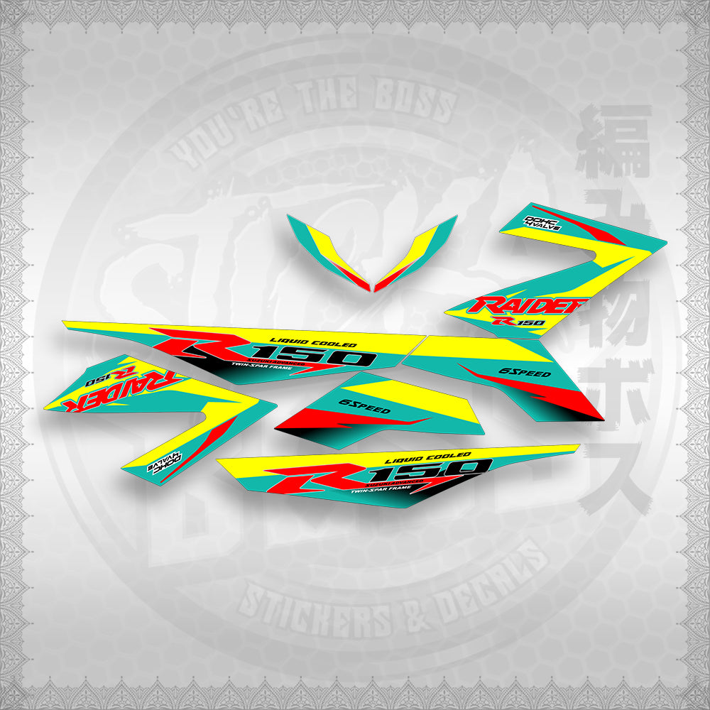STICKER DECALS for RAIDER 150 FI (RFIR1BLCO) By STICKABOSS (SOFIE LAMINATED WATERPROOF)