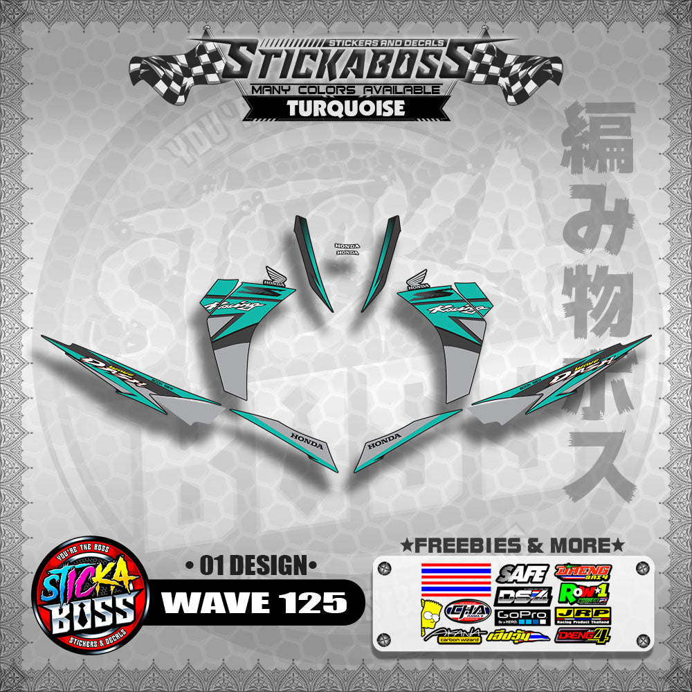 Honda Wave Dash 125 Stock Decals (01 Design)【WITH FREEBIES】Malaysia Concept