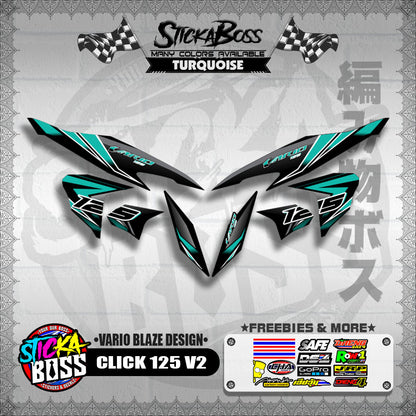 CLICK 125 V2 DECALS ( VARIO BLAZE DESIGN )【WITH FREEBIES】
