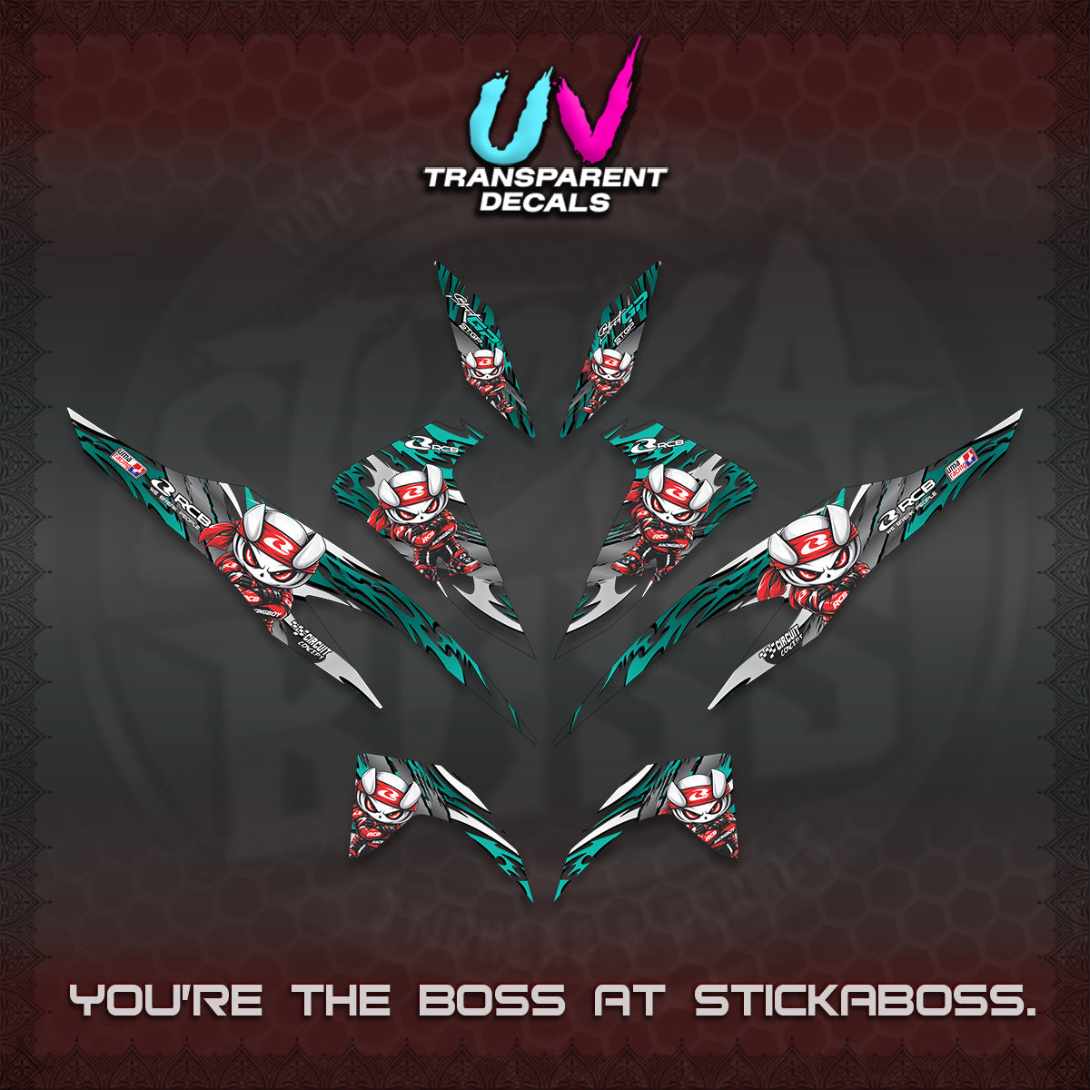CLICK 125 V2 UV TRANSPARENT DECALS (2026 NEW RCB 2.0 DESIGN) STICKER KITS BY STICKABOSS