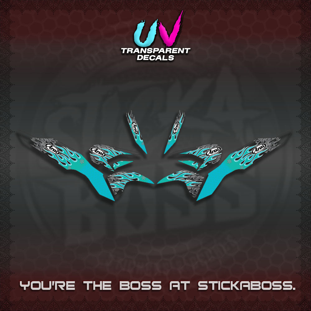 【PREMIUM UV PRINT】TRANSPARENT CLICK 125 V3  DECALS(ARAI API NEW TERBARU DESIGN)By STICKABOSS