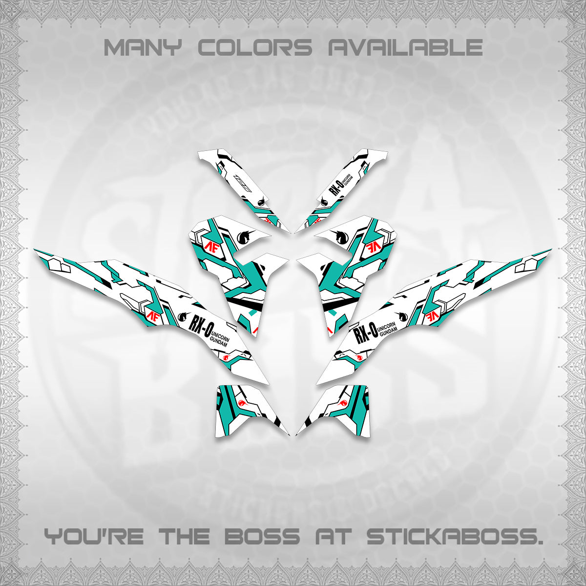 CLICK V3 VARIO FOR WHITE DECALS (UNICORN GUNDAM DESIGN) STICKER DECALS By STICKABOSS