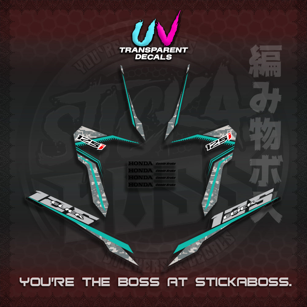 【PREMIUM UV PRINT】CLICK 125 V3 VIETNAM CONCEPT ( TRANSPARENT BARCODE STYLE ) STICKER DECALS By STICKABOSS