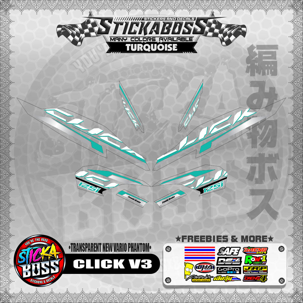 【PREMIUM UV PRINT】TRANSPARENT CLICK 125 V3 STICKER DECALS ( NEW VARIO PHANTOM )【WITH FREEBIES】