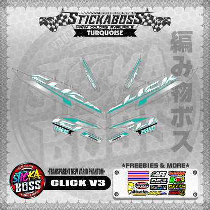 【PREMIUM UV PRINT】TRANSPARENT CLICK 125 V3 STICKER DECALS ( NEW VARIO PHANTOM )【WITH FREEBIES】