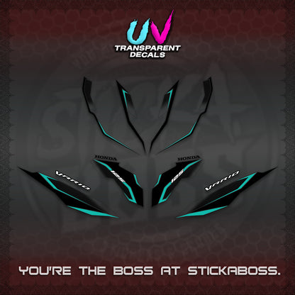 CLICK 125 V3 VARIO UV TRANSPARENT DECALS (2026 INDO HONEYCOMB DESIGN) STICKER DECALS By STICKABOSS
