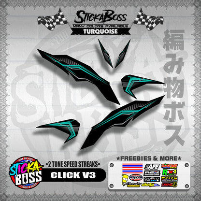 CLICK V3 DECALS ( 2 TONE SPEED STREAKS )【WITH FREEBIES】