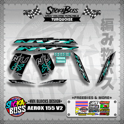 AEROX 155 V2 DECALS ( NVX BLOCKS DESIGN )【WITH FREEBIES】