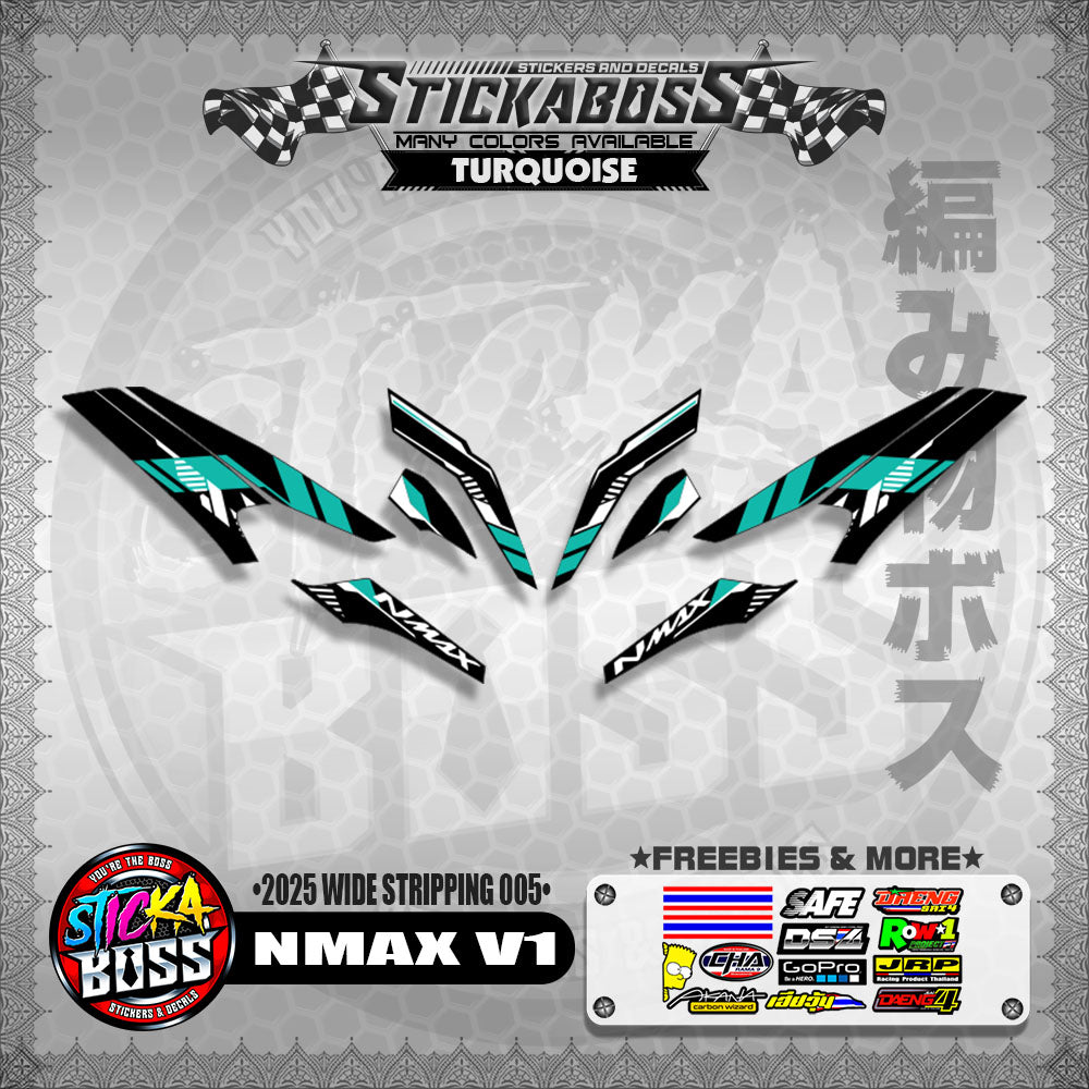 NMAX V1 INDO STICKER DECALS ( 2025 WIDE STRIPPING 005 )【WITH FREEBIES】