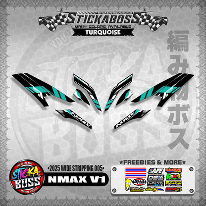 NMAX V1 INDO STICKER DECALS ( 2025 WIDE STRIPPING 005 )【WITH FREEBIES】