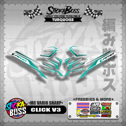 CLICK V3 DECALS ( MC VARIO SHARP ) [ PREMIUM GLOSSY LAMINATED ]【WITH FREEBIES】
