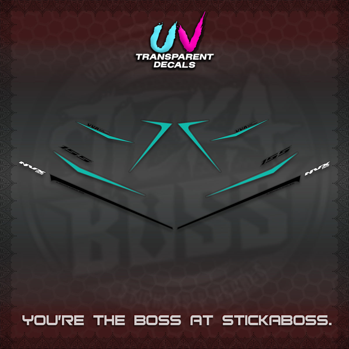 AEROX 155 V2 UV TRANSPARENT DECALS (2026 NVX MINIMALIST 01) STICKER KITS BY STICKABOSS