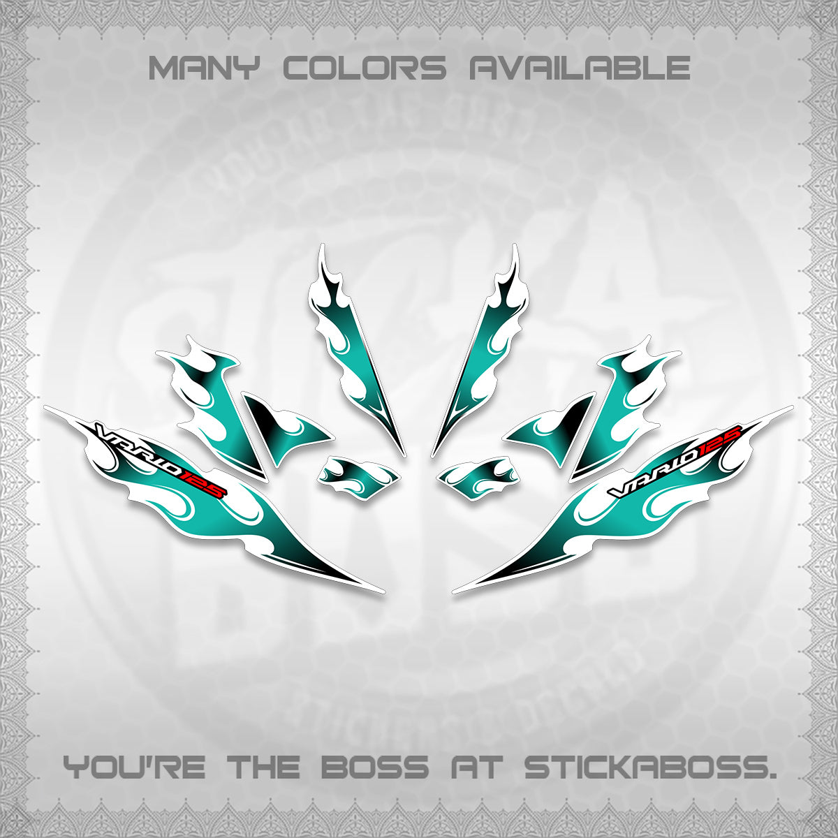 CLICK 125 V4 FOR WHITE VARIO DECALS (2026 MOTIF FLAME 1 TONE)STICKER DECALS By STICKABOSS