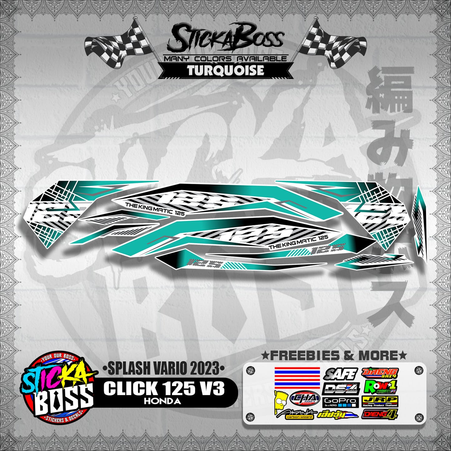 CLICK 125 V3 STOCK DECALS ( SPLASH VARIO 2023 )【WITH FREEBIES】