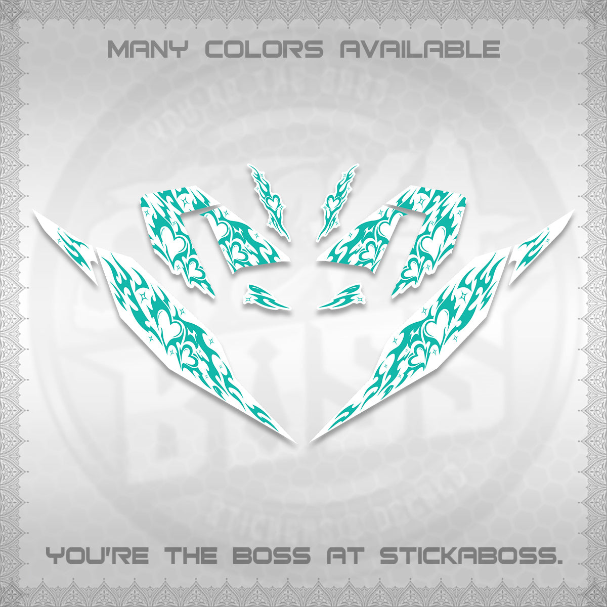 CLICK 125 V4 FOR WHITE DECALS (2026 TRIBAL HEART DESIGN) STICKER KITS BY STICKABOSS