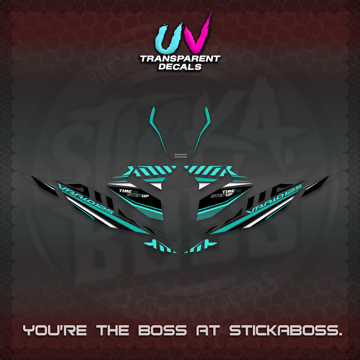 CLICK 125 V4 VARIO UV TRANSPARENT DECALS (2026 VR0007 DESIGN) STICKER KITS By STICKABOSS