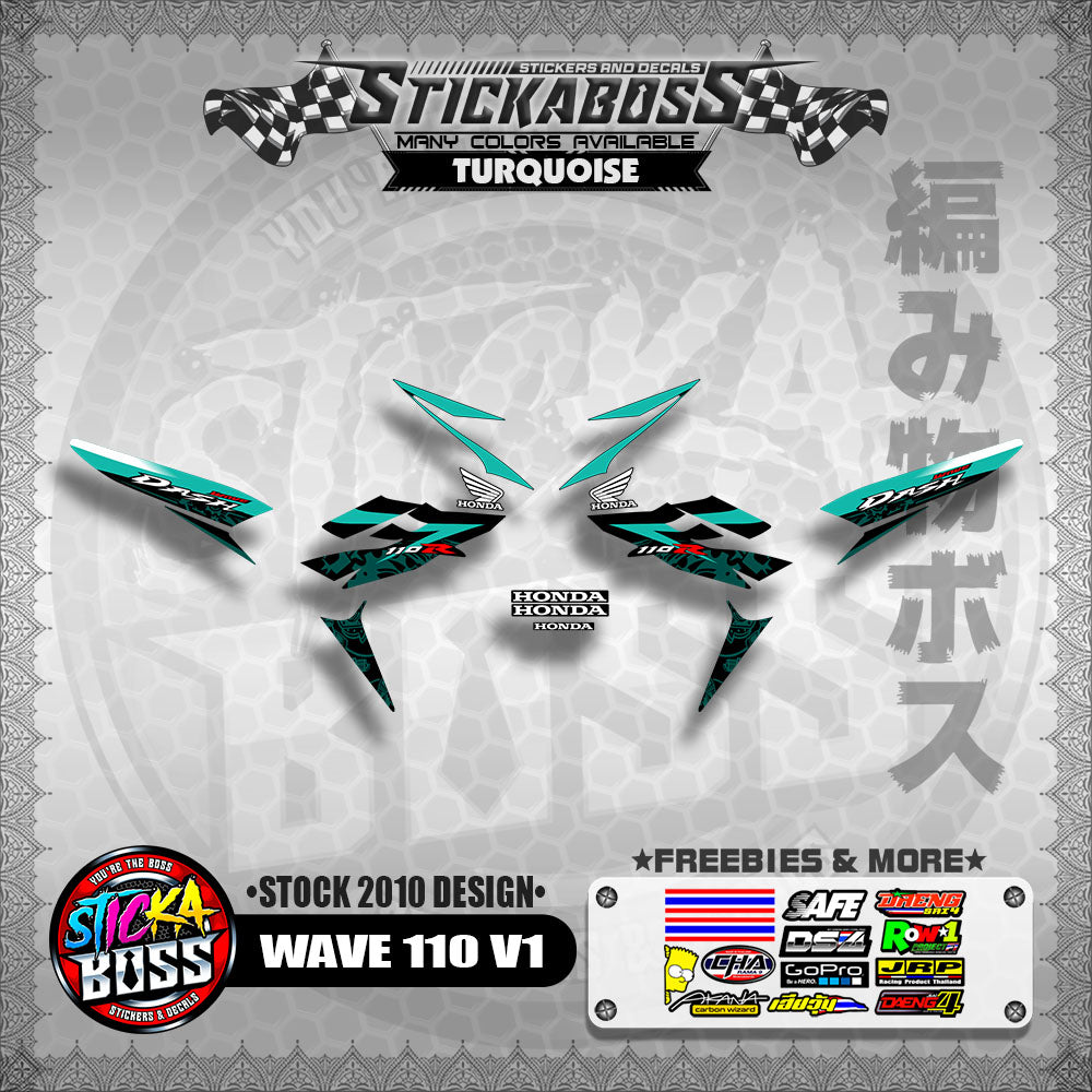 Honda Wave Dash 110r v1 Stock Decals (2010 Design)【WITH FREEBIES】 Rusi Swish Mono