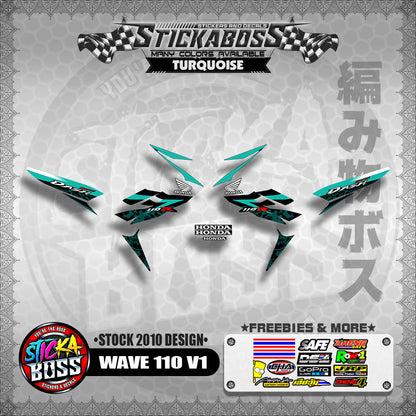 Honda Wave Dash 110r v1 Stock Decals (2010 Design)【WITH FREEBIES】 Rusi Swish Mono