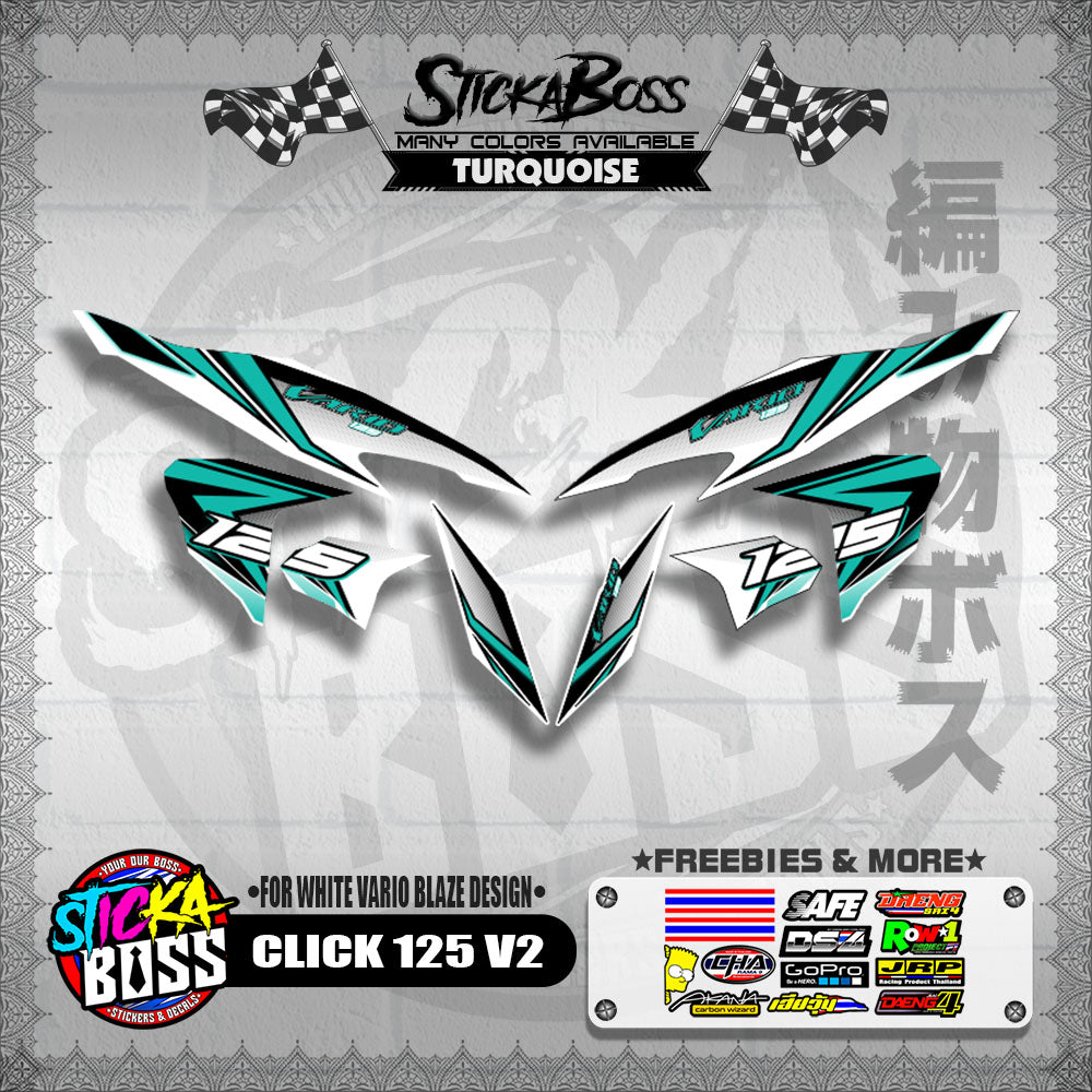 CLICK 125 V2 DECALS ( FOR WHITE VARIO BLAZE DESIGN )【WITH FREEBIES】
