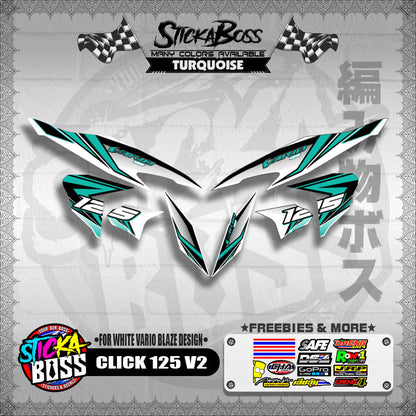 CLICK 125 V2 DECALS ( FOR WHITE VARIO BLAZE DESIGN )【WITH FREEBIES】