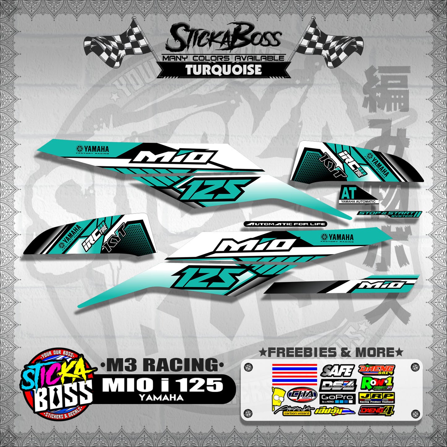 MIO i 125 STOCK DECALS ( M3 RACING ) 【WITH FREEBIES】