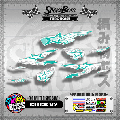 CLICK V2 DECALS ( FOR WHITE RISING STAR ) [ PREMIUM GLOSSY LAMINATED ]【WITH FREEBIES】