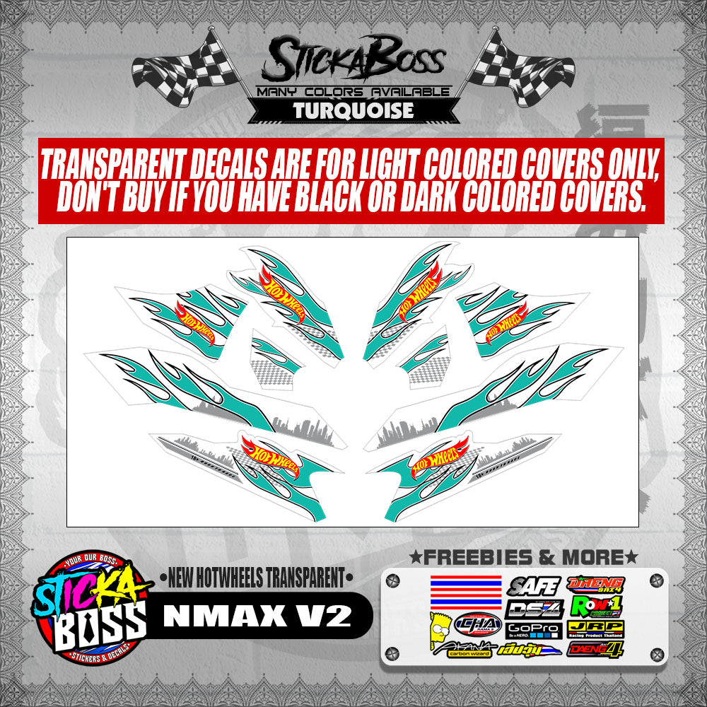 NMAX V2 DECALS ( NEW HOTWHEELS TRANSPARENT )【WITH FREEBIES】