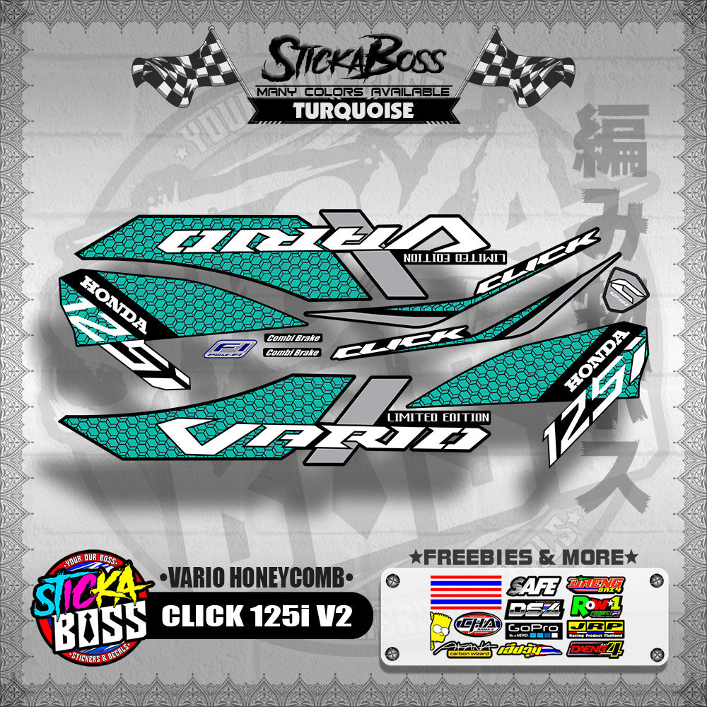 CLICK 125i V2 DECALS ( VARIO HONEYCOMB )【WITH FREEBIES】