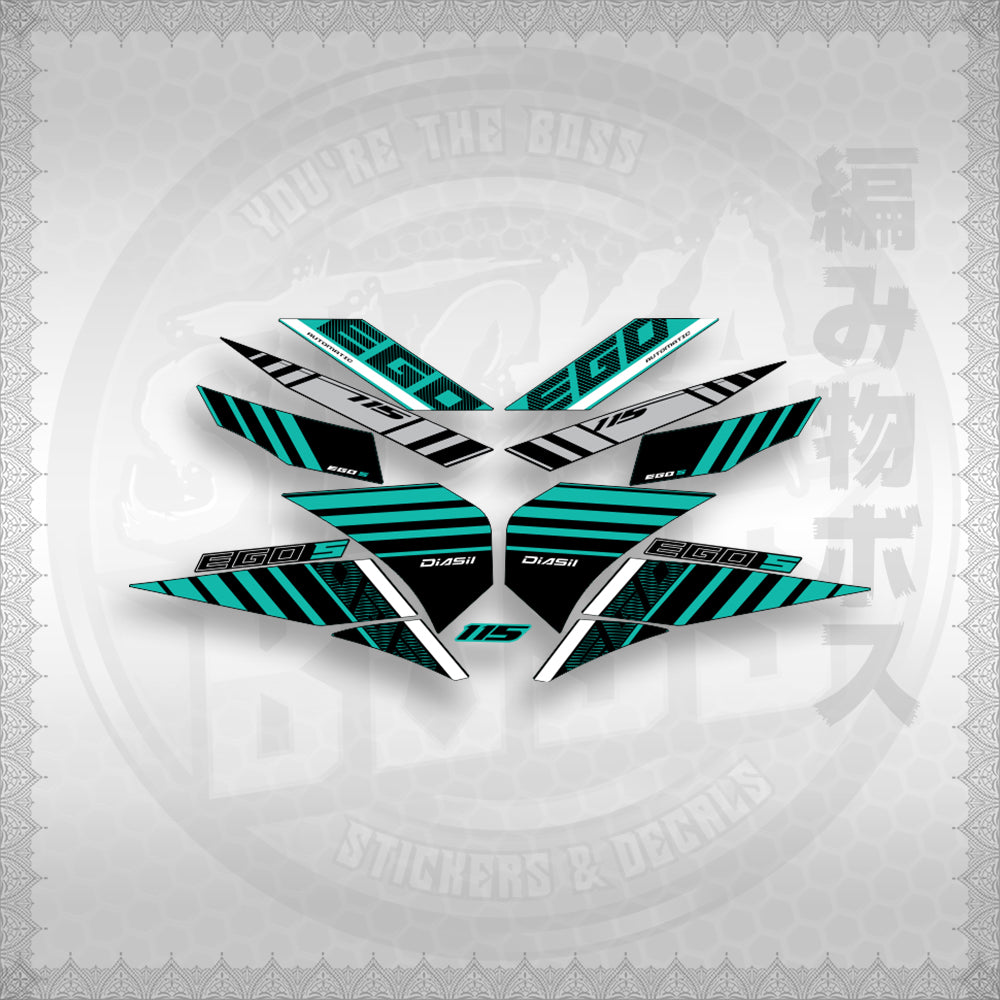 STICKER DECALS for MIO SOUL 115 CARB (MSICEGSBA) By STICKABOSS (SOFIE LAMINATED WATERPROOF)