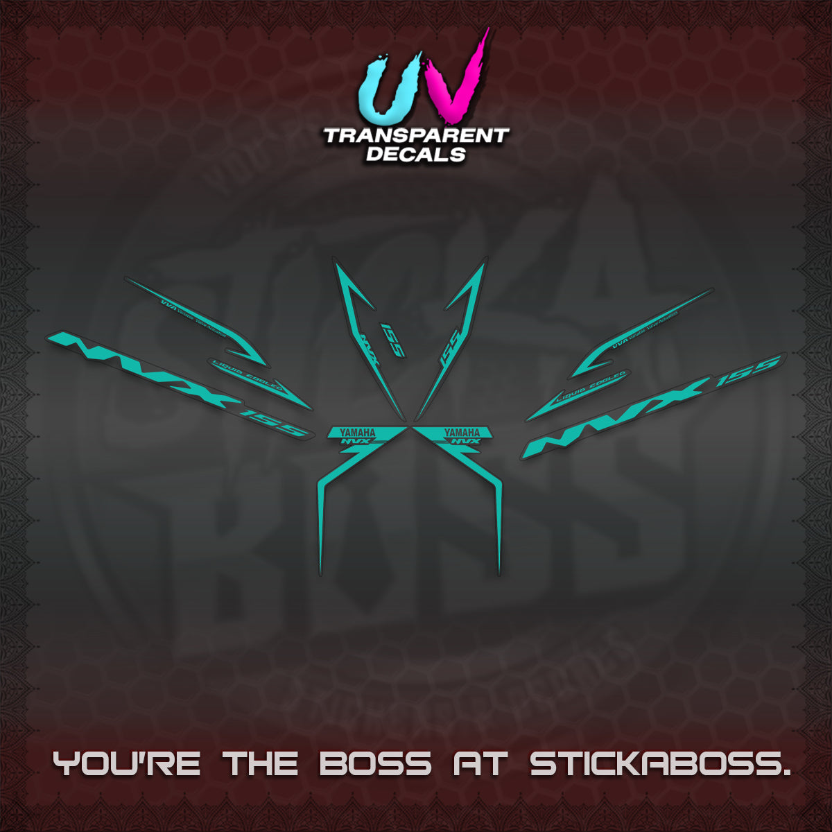 AEROX 155 V2 UV TRANSPARENT STRIPING DECALS (2022 NVX 1-TONE) STICKER KITS BY STICKABOSS