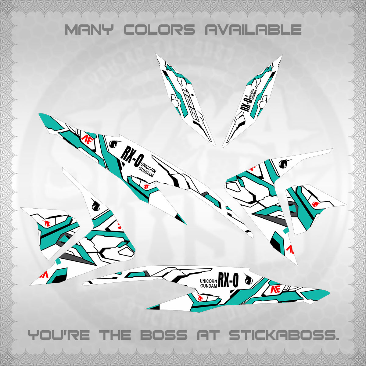 CLICK V2 FOR WHITE VARIO DECALS (RX-O UNICORN GD)STICKER DECALS By STICKABOSS