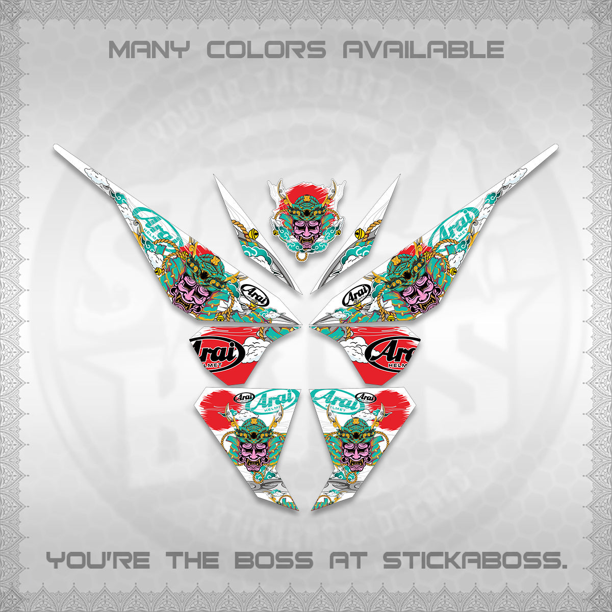 CLICK 125 V1 VARIO FOR WHITE DECALS (2026 NEW SAMURAI MOTIF) STICKER KITS BY STICKABOSS