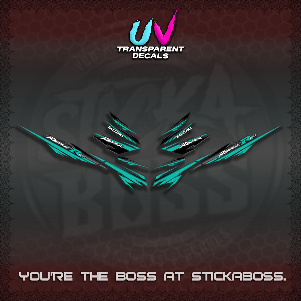 【PREMIUM UV PRINT】TRANSPARENT RAIDER 150 FI SATRIA  DECALS (MINIMALIST 0016 DESIGN)By STICKABOSS