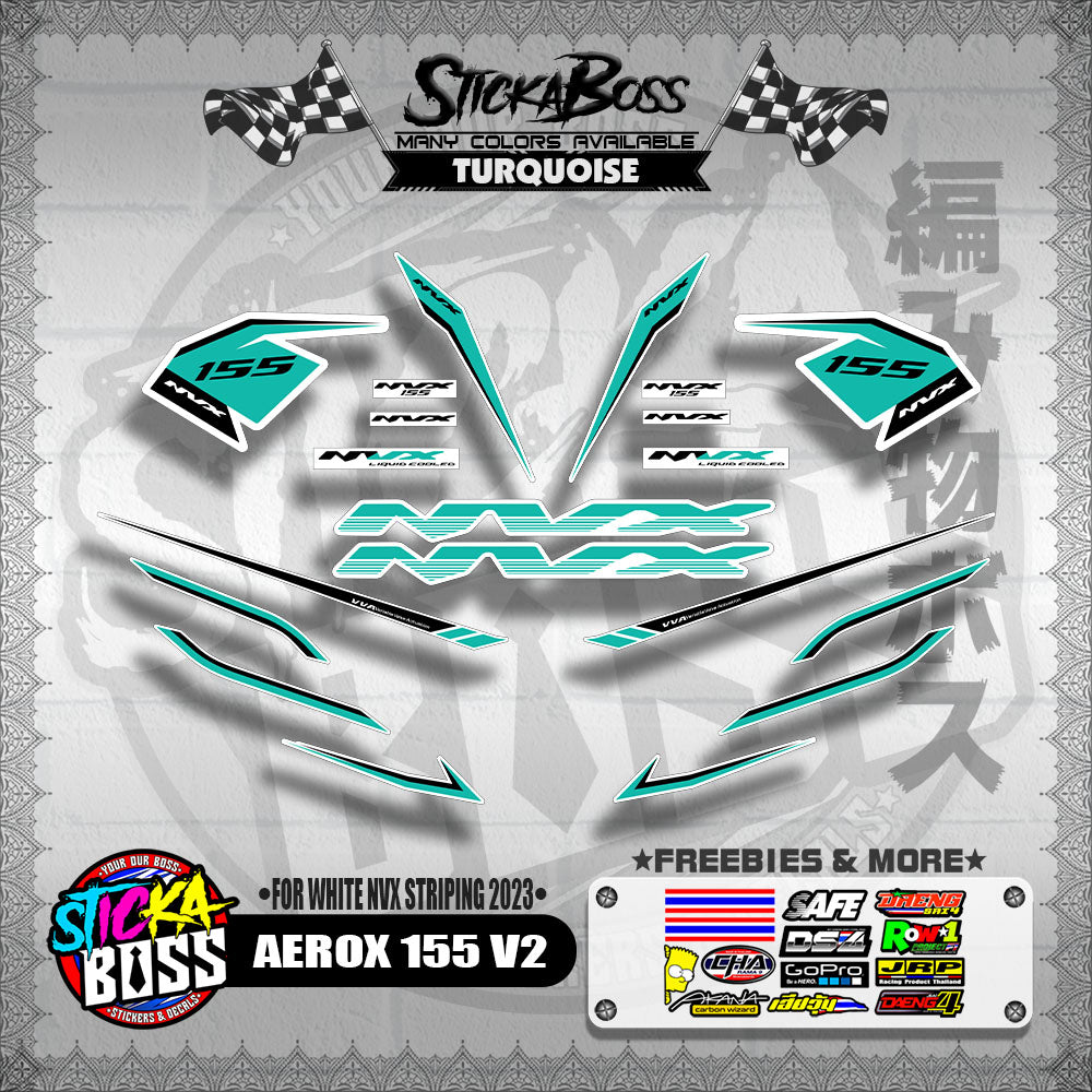 AEROX 155 V2 DECALS ( FOR WHITE NVX STRIPING 2023 )【WITH FREEBIES】
