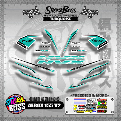 AEROX 155 V2 DECALS ( FOR WHITE NVX STRIPING 2023 )【WITH FREEBIES】
