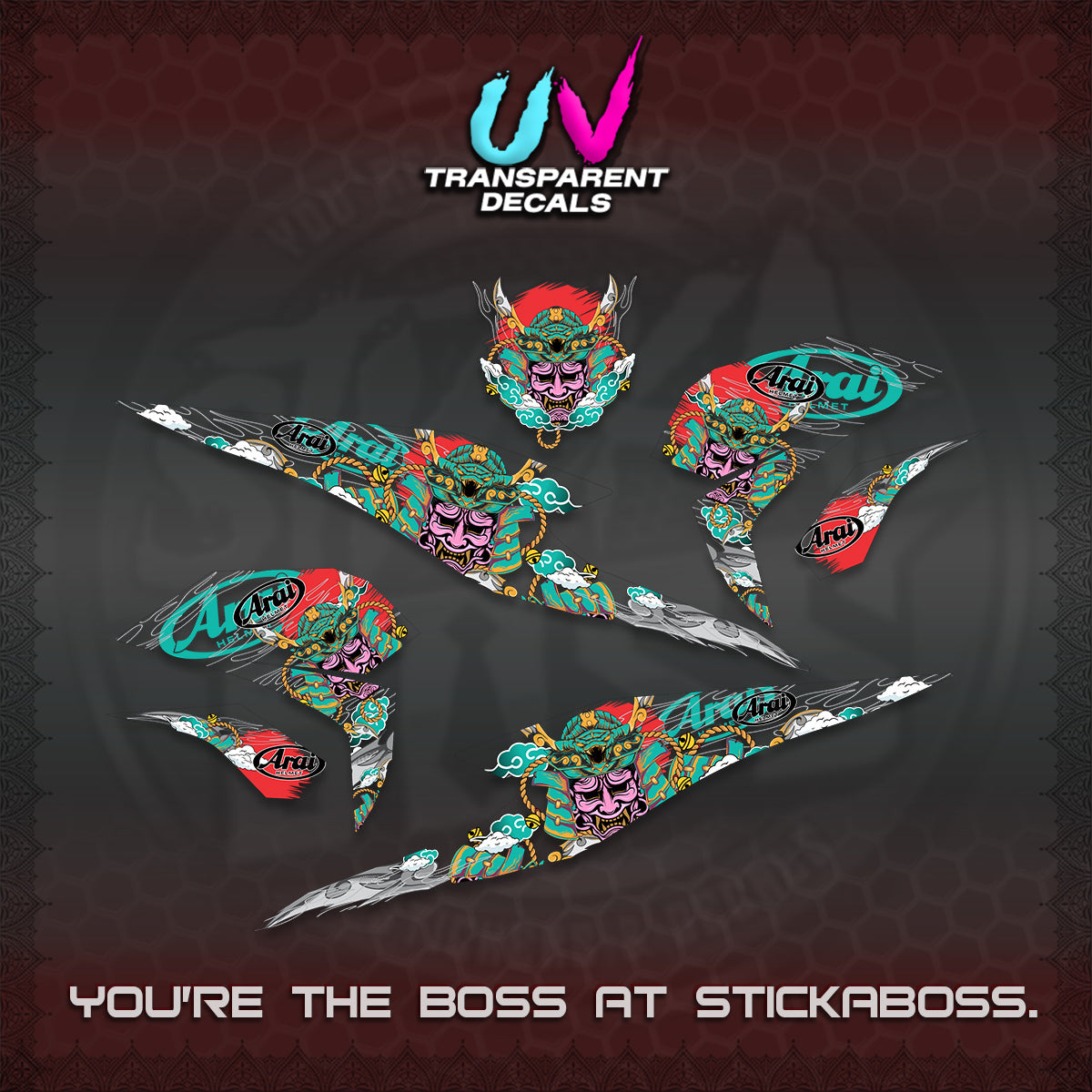 BEAT FI INDO UV TRANSPARENT DECALS (2026 NEW SAMURAI MOTIF) STICKER KITS BY STICKABOSS