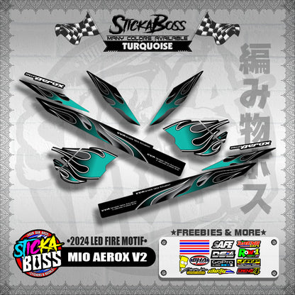 MIO AEROX V2 DECALS ( 2024 LED FIRE MOTIF )【WITH FREEBIES】