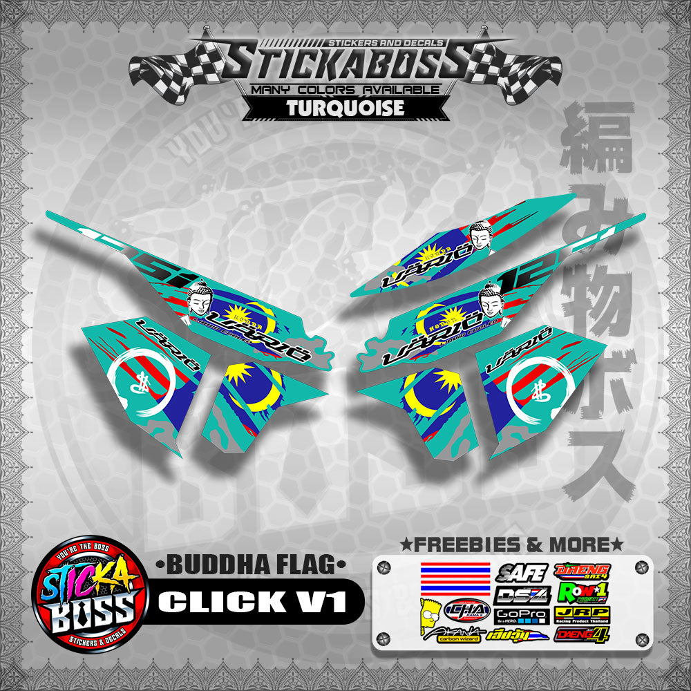 CLICK V1 MALAYSIAN STICKER DECALS ( BUDDHA FLAG )【WITH FREEBIES】