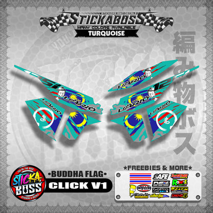CLICK V1 MALAYSIAN STICKER DECALS ( BUDDHA FLAG )【WITH FREEBIES】
