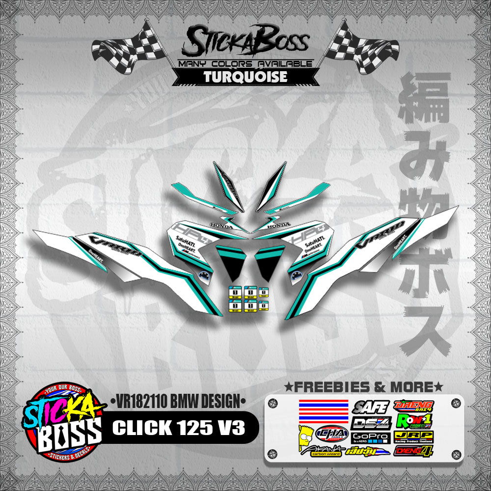 CLICK 125 V3 DECALS ( VR182110 BMW DESIGN )【WITH FREEBIES】