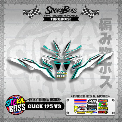 CLICK 125 V3 DECALS ( VR182110 BMW DESIGN )【WITH FREEBIES】