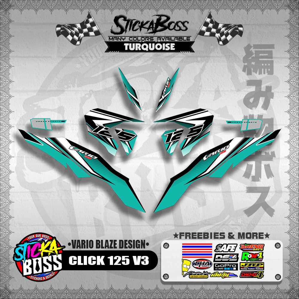 CLICK 125 V3 DECALS ( VARIO BLAZE DESIGN )【WITH FREEBIES】