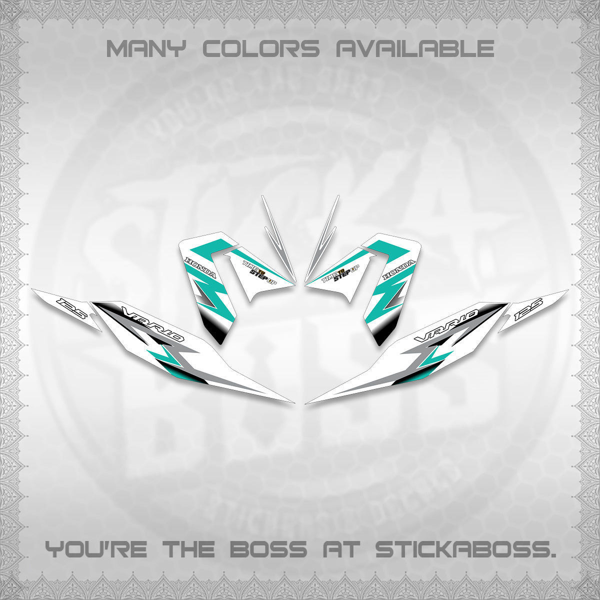 CLICK 125 V4 VARIO FOR WHITE DECALS (2026 VR0006 DESIGN) STICKER KITS BY STICKABOSS