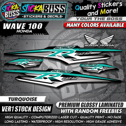 HONDA WAVE 100 R DECALS (Ver1 Stock Design)【WITH FREEBIES】