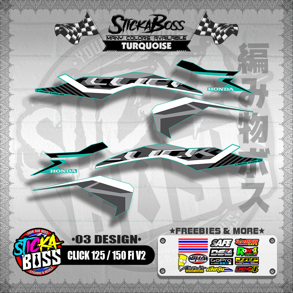 CLICK 125 / 150 Fi V2 DECALS ( 03 DESIGN )【WITH FREEBIES】