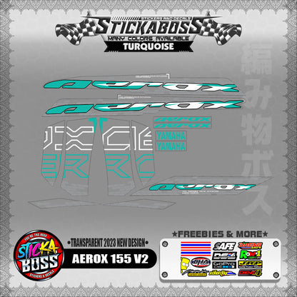 【PREMIUM UV PRINT】TRANSPARENT  AEROX 155 V2 MALAYSIAN DECALS ( 2023 NEW DESIGN )