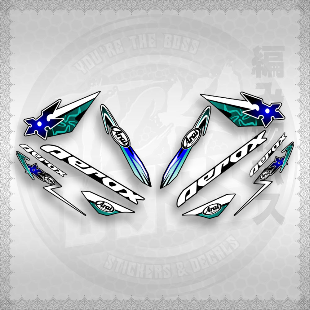 AEROX 155 V1 CUSTOM DESIGN ( ARAI NINJA BLADES ) STICKER DECALS By STICKABOSS